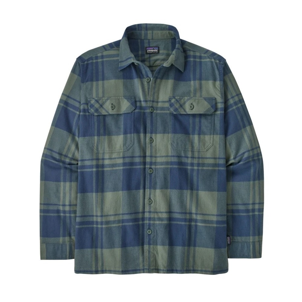 Patagonia Fjord Flannel Shirt Mens XL Plaid Green Blue Long Sleeve Organic 42400
